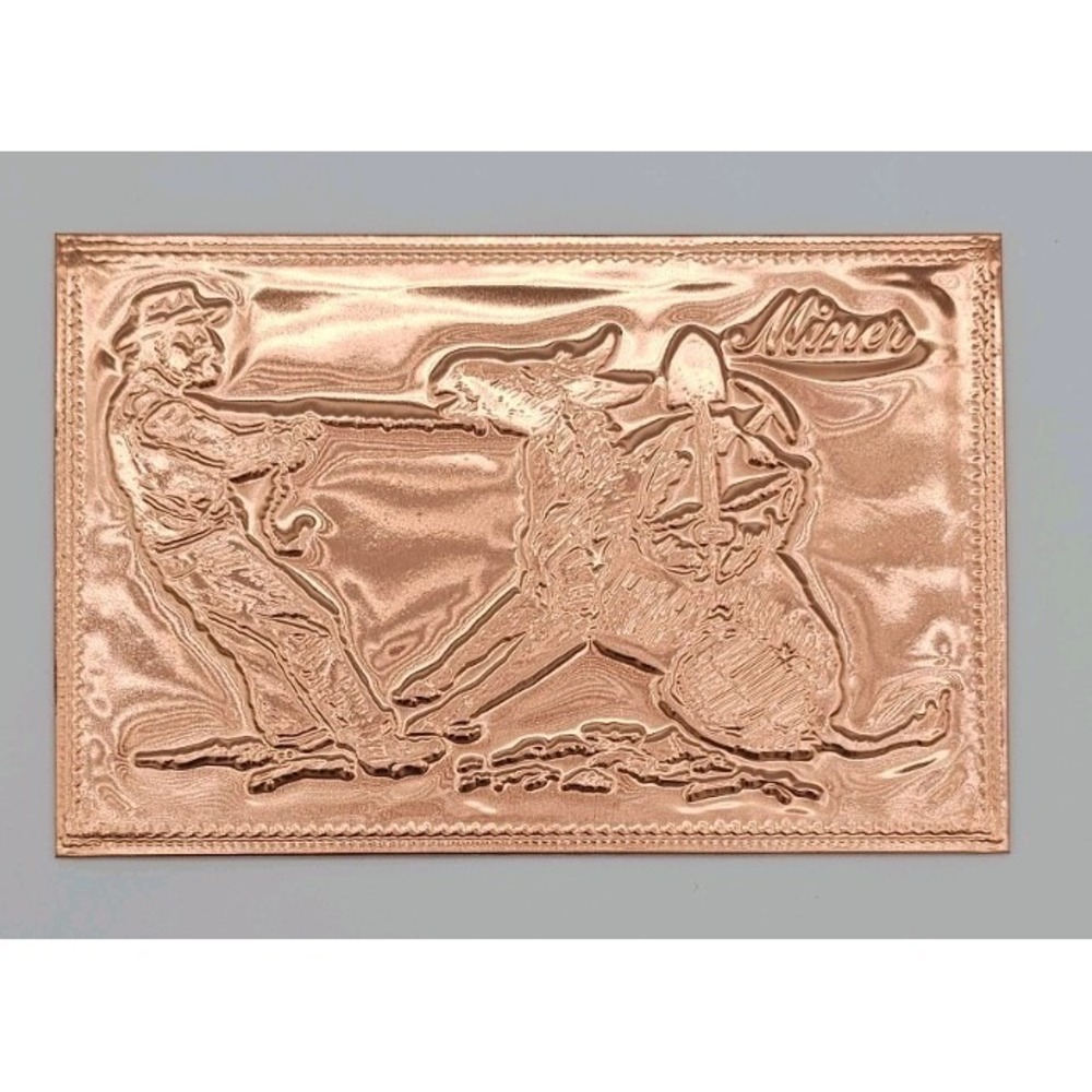 Vintage Kopper Kard MINER  Engraved/Embossed Copper Postcard/Art/Souvenir